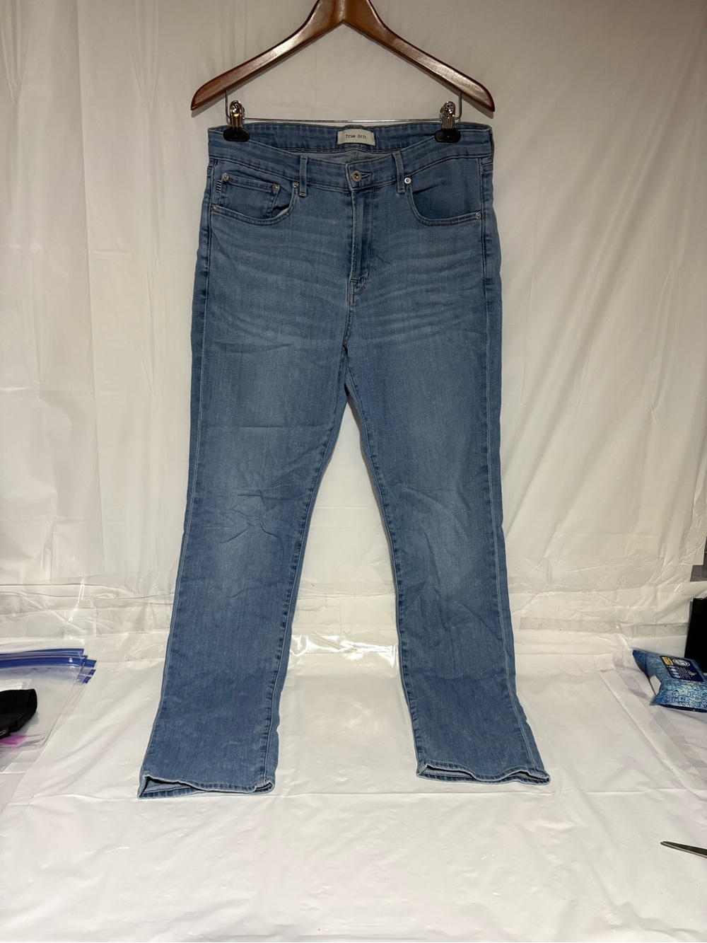 True Grit Light Wash Slim Straight Jeans